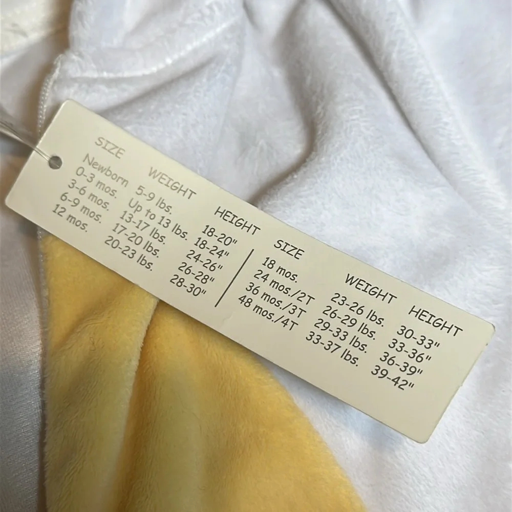 Miniwear Classics Animal Hooded Bunny Jumpsuit Toddler 24M White/Yellow Full Zip
